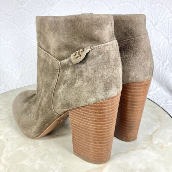 Tory Burch Block Heel Boots Women 7.5 Tan Leather Dressy Platform Comfort Bootie - Picture 8 of 16